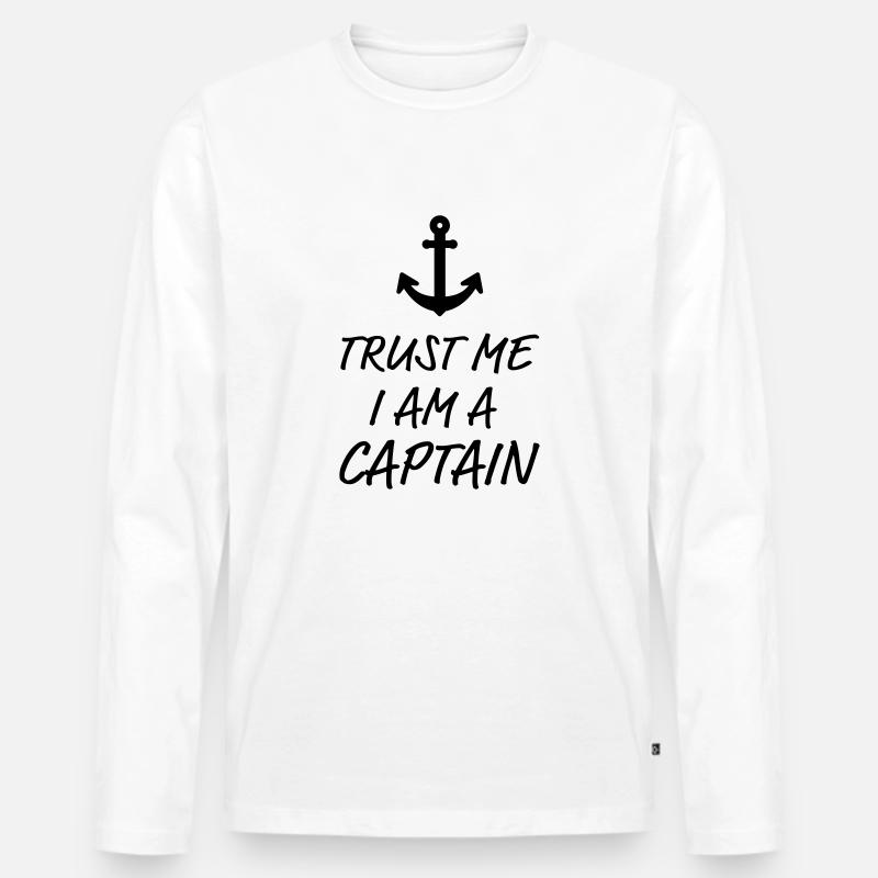 I am a Captain - Männer Premium Bio Langarmshirt - Weiß