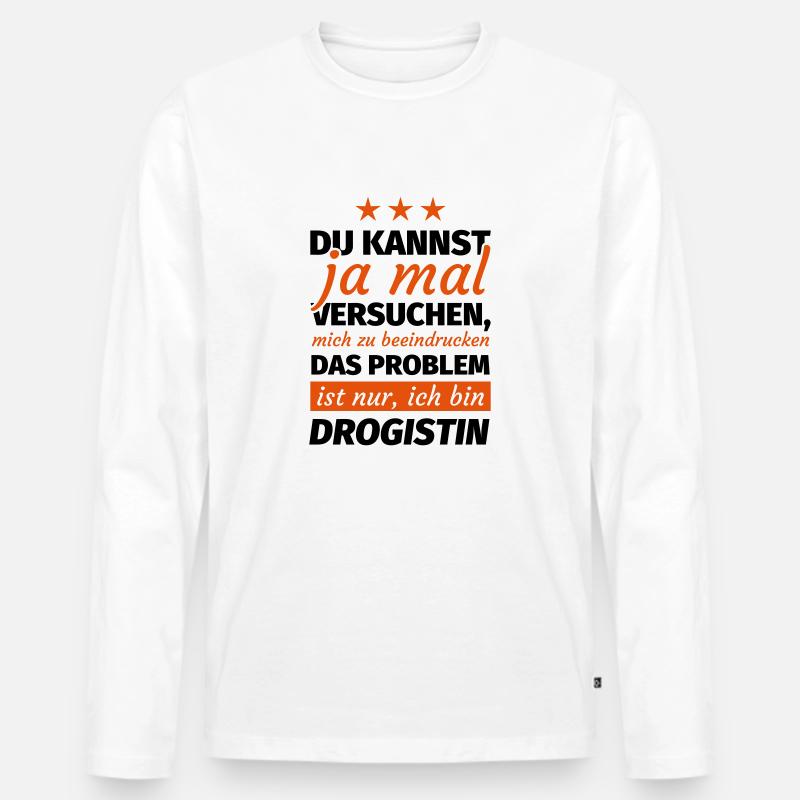 Drogistin Geschenk - Männer Premium Bio Langarmshirt - Weiß