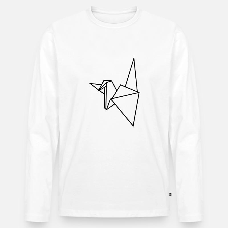 Kranich - Männer Premium Bio Langarmshirt - Weiß
