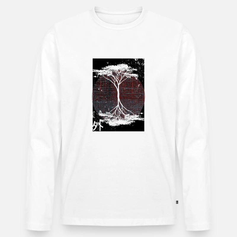 Außerhalb reflektierter Baum - Männer Premium Bio Langarmshirt - Weiß