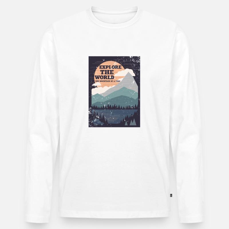 Ein Schritt auf einmal - Männer Premium Bio Langarmshirt - Weiß