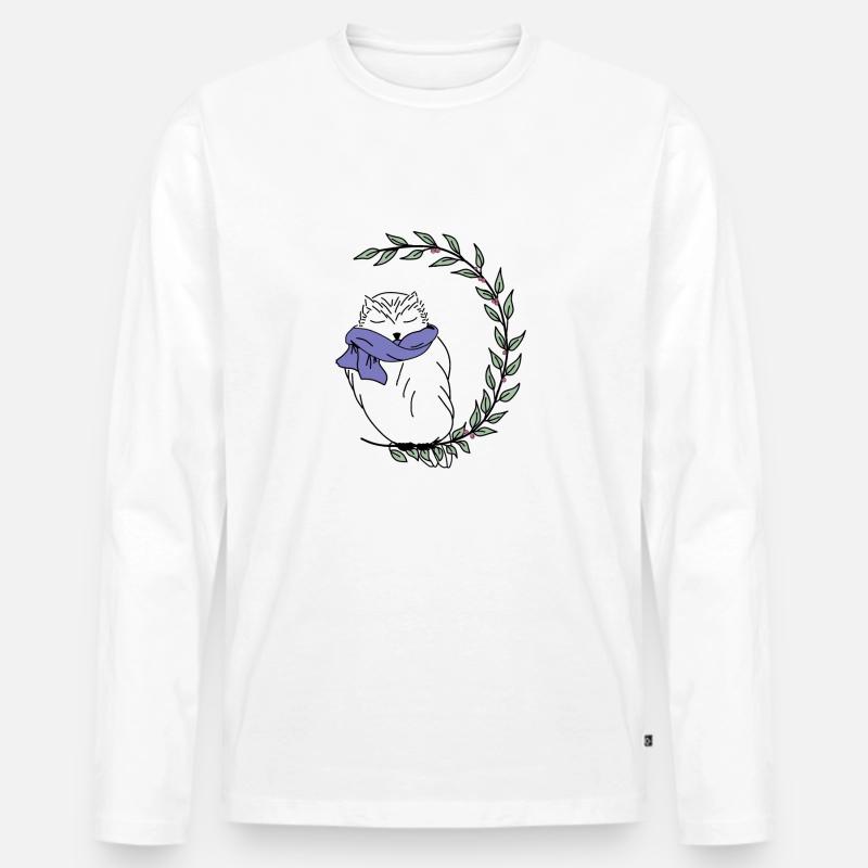 Eule - Männer Premium Bio Langarmshirt - Weiß