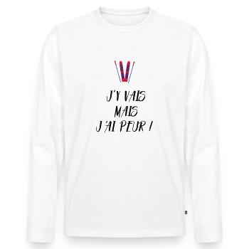 J'y vais mais j'ai peur ! Les Bronzés font du ski - T-shirt manches longues Premium bio Homme - blanc - Devant - Nico (187cm)