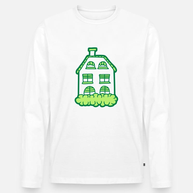 Häuschen Gemaltes Haus - Männer Premium Bio Langarmshirt - Weiß
