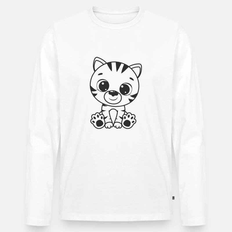 Süße Katze - Männer Premium Bio Langarmshirt - Weiß