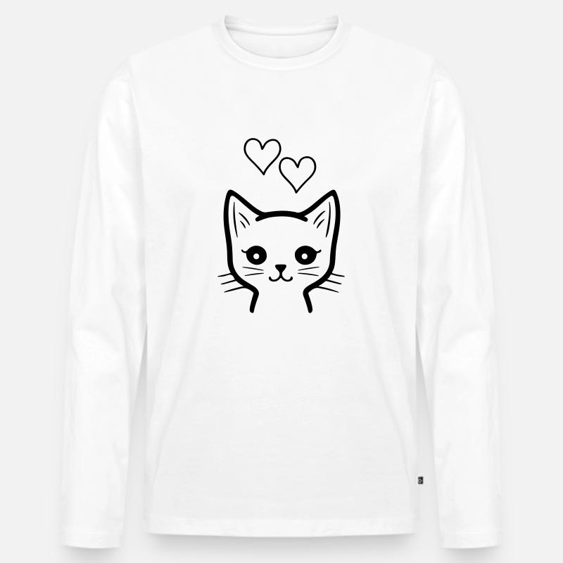 katze liebe - Männer Premium Bio Langarmshirt - Weiß