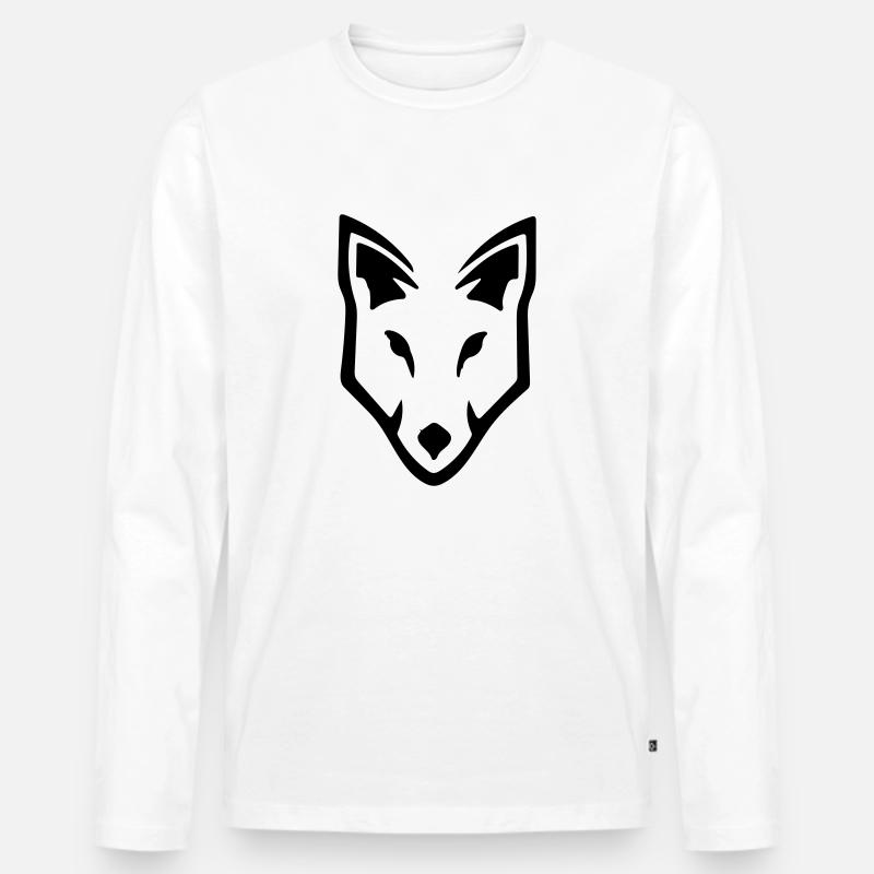 Wolf - Männer Premium Bio Langarmshirt - Weiß
