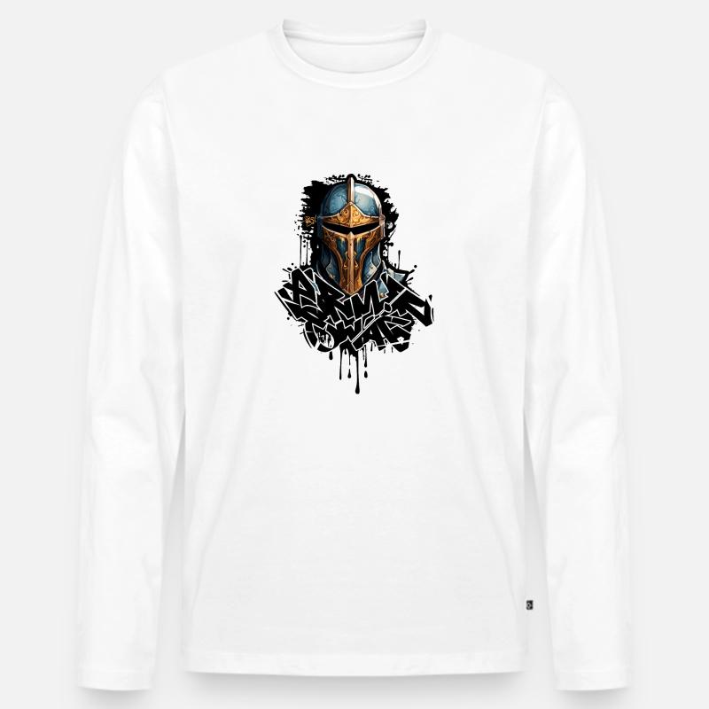 Mittelalterliche Ritterrüstung - Männer Premium Bio Langarmshirt - Weiß