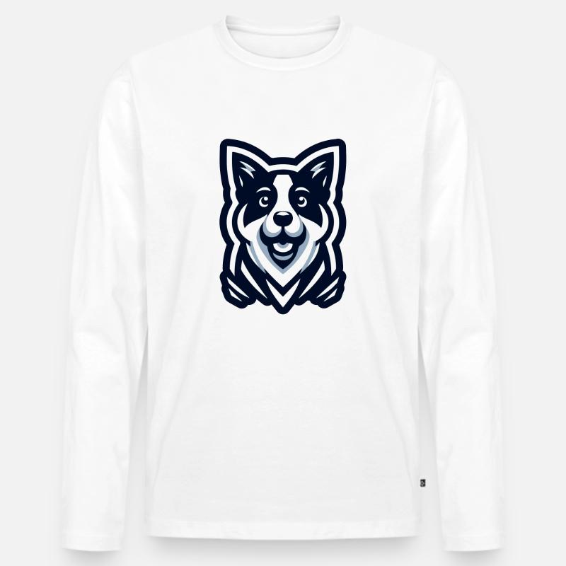 Hündchen: Illustration eines Freundes - Männer Premium Bio Langarmshirt - Weiß