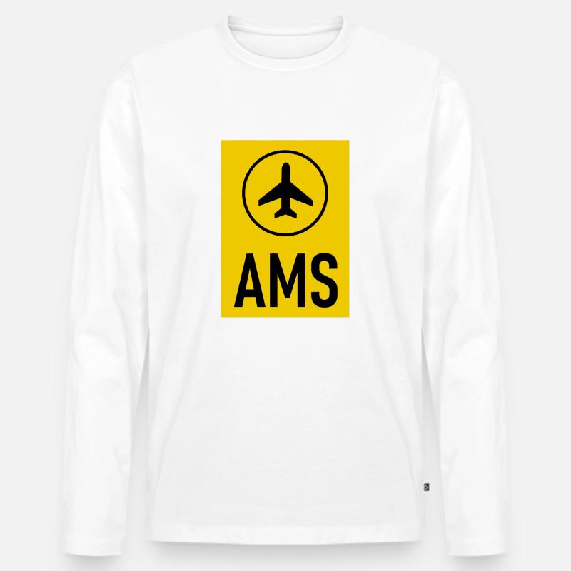 Flugahafen Amsterdam - Männer Premium Bio Langarmshirt - Weiß