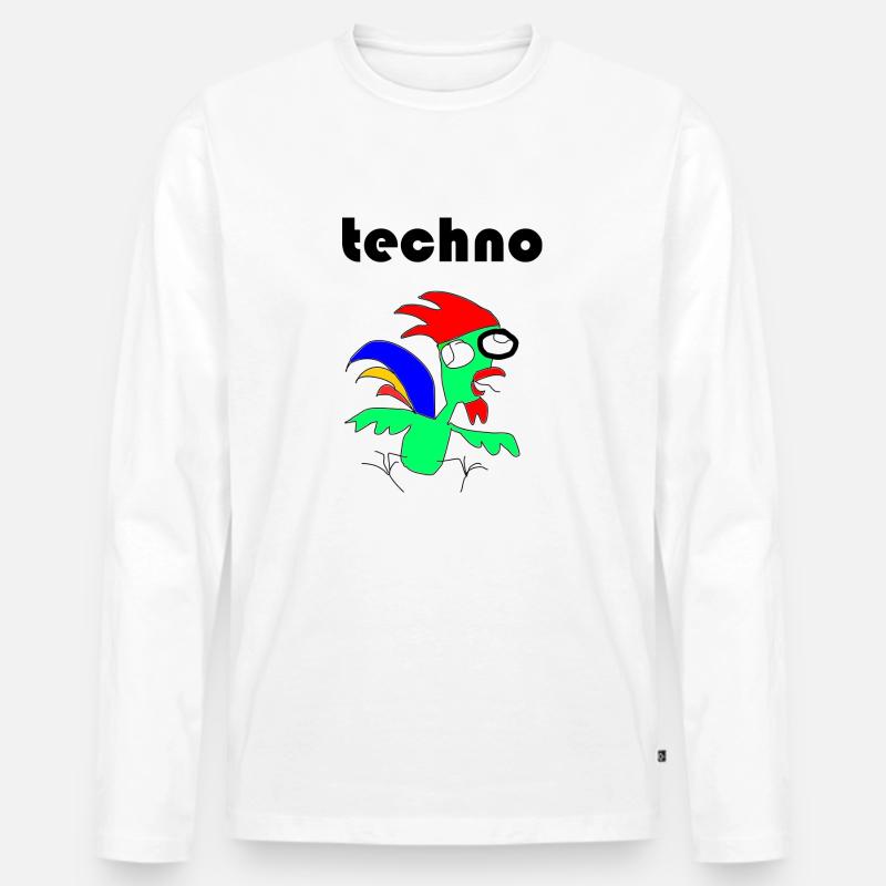 techno henne - Männer Premium Bio Langarmshirt - Weiß