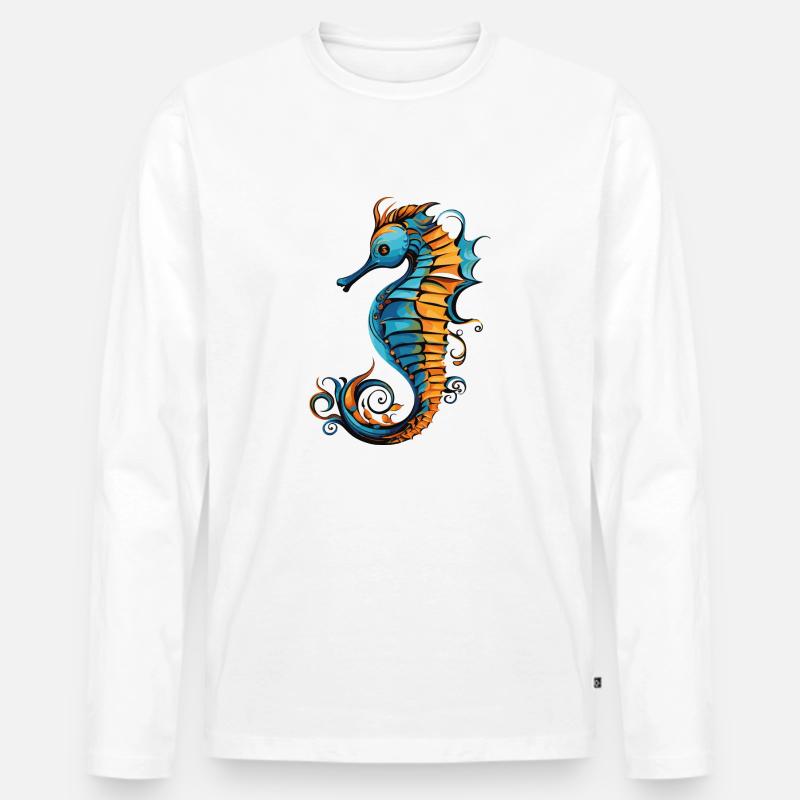 seepferdchen - Männer Premium Bio Langarmshirt - Weiß