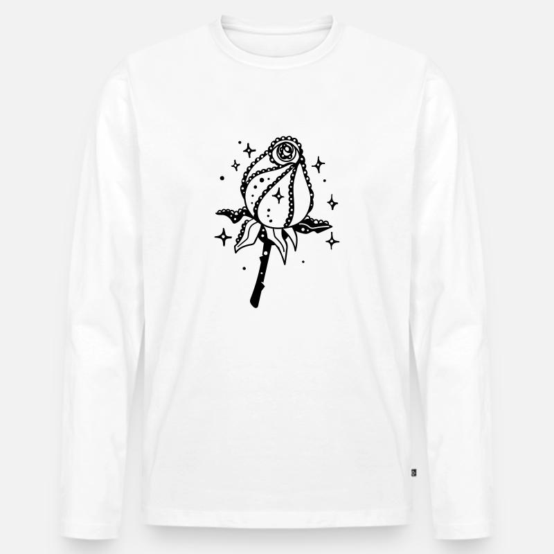 Schwarze Rose - Männer Premium Bio Langarmshirt - Weiß