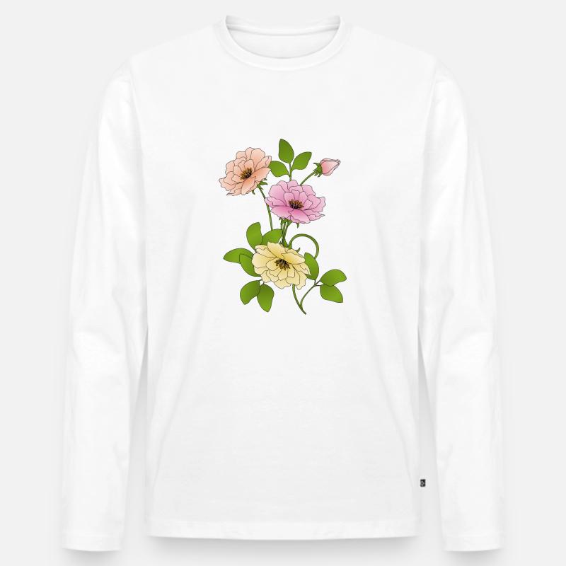 Blumen - Männer Premium Bio Langarmshirt - Weiß