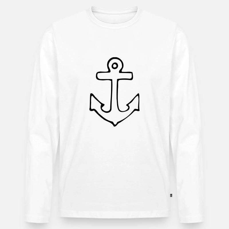 Anker - Männer Premium Bio Langarmshirt - Weiß