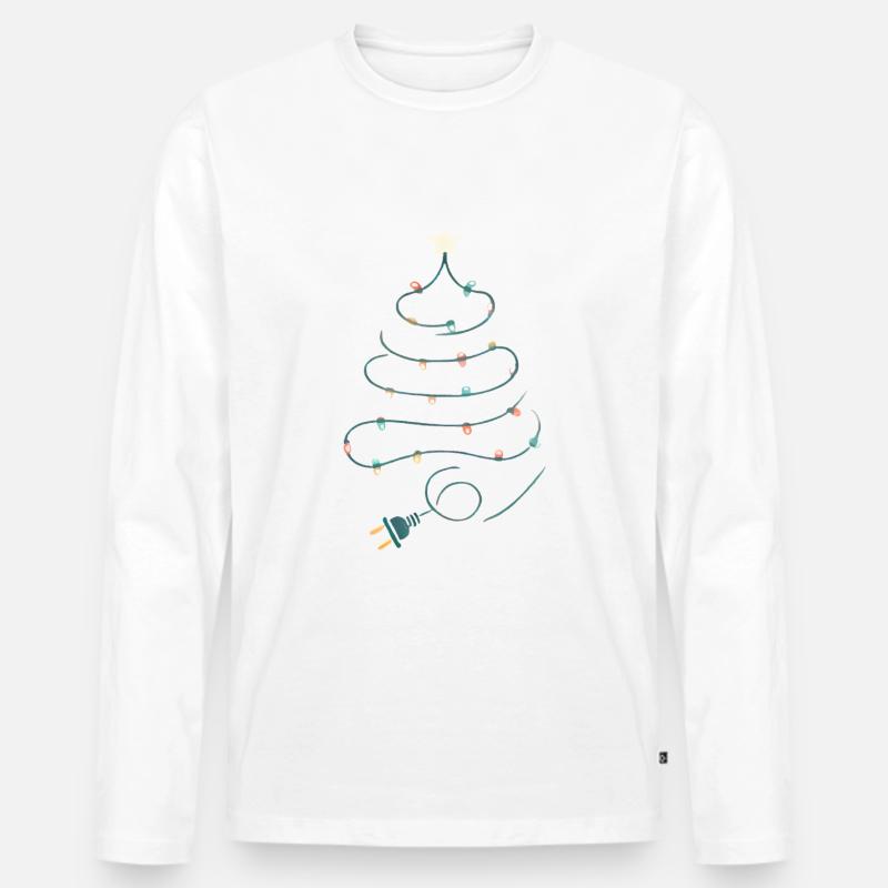 Weihnachtsbaum Lichterketten Design - Männer Premium Bio Langarmshirt - Weiß