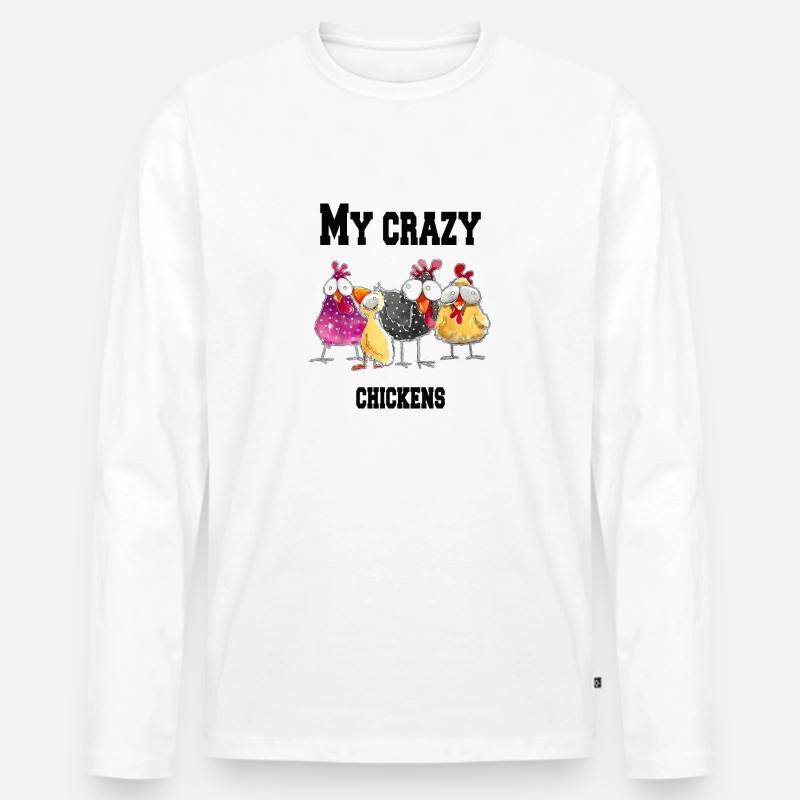 My crazy chickens - Männer Premium Bio Langarmshirt - Weiß