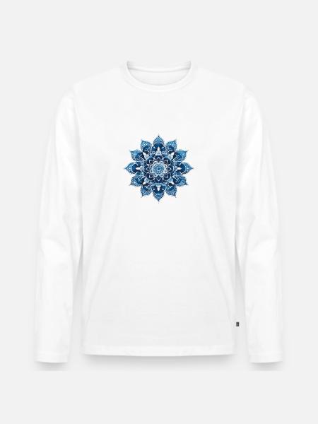 Fleur céleste - T-shirt manches longues Premium bio Homme - blanc