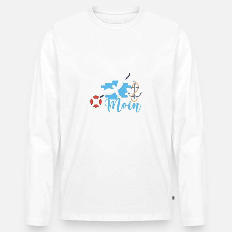 Moin,name,möwen,hamburg,anker,vögel - Männer Premium Bio Langarmshirt - Weiß