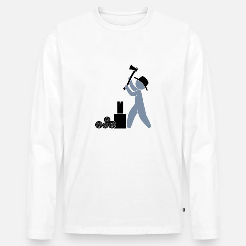 Holzfäller Förster Axt - Männer Premium Bio Langarmshirt - Weiß