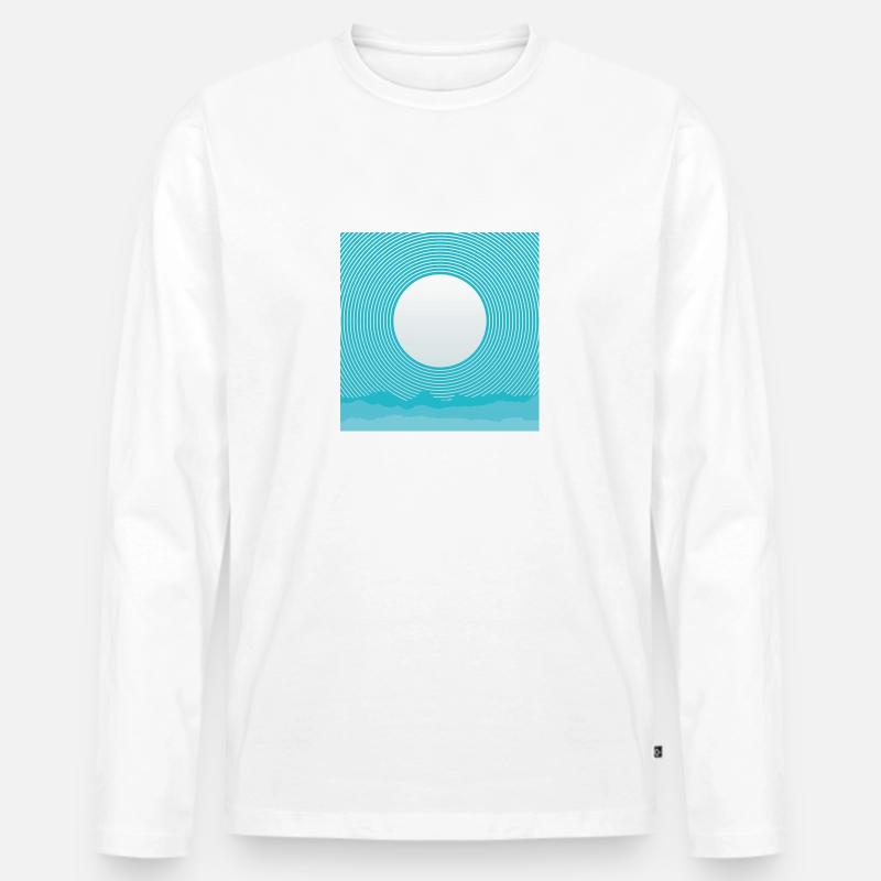 Coole Sonne & Berge - Männer Premium Bio Langarmshirt - Weiß
