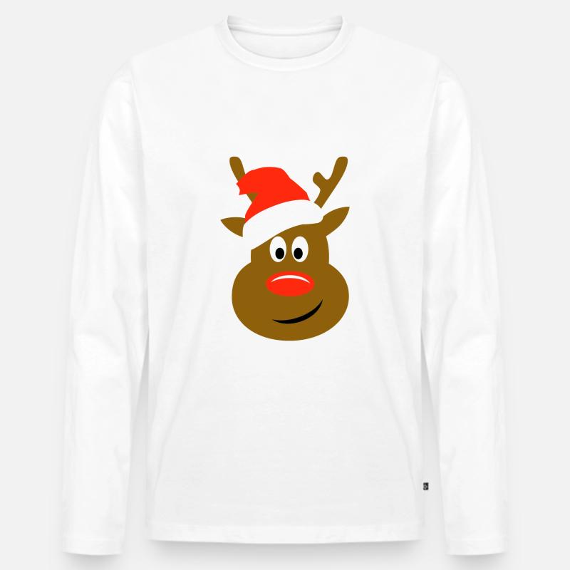 Elch - Männer Premium Bio Langarmshirt - Weiß
