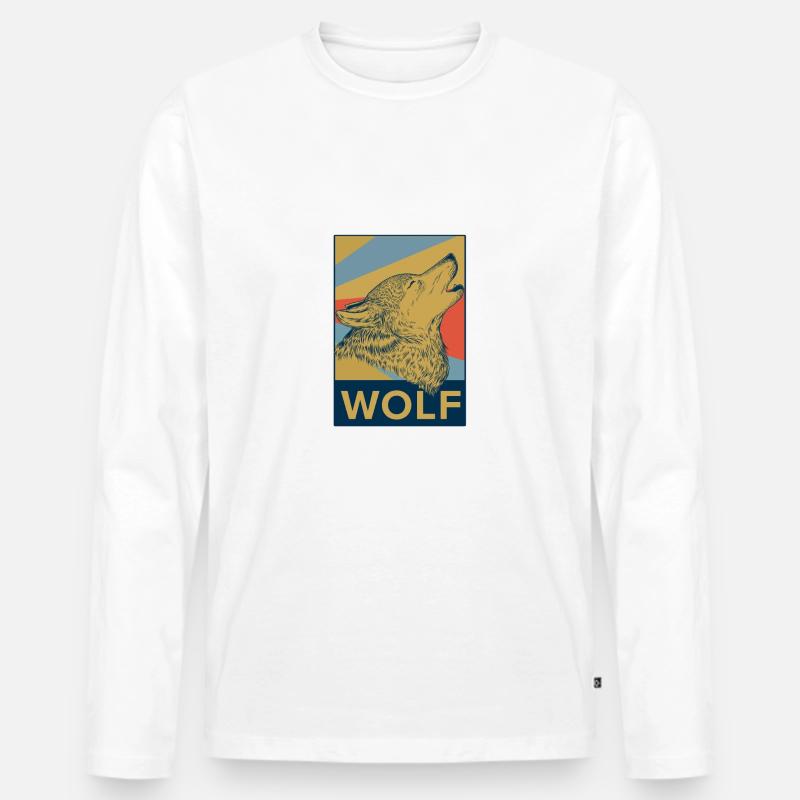 Wolf Schaf Geschenk Tier Raubtier bunt Werwolf - Männer Premium Bio Langarmshirt - Weiß