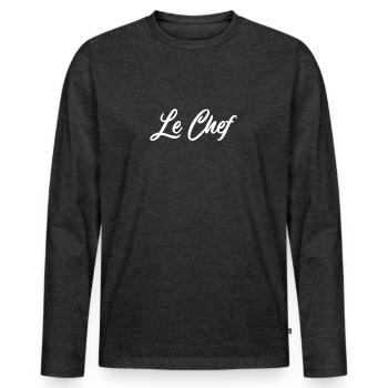 Le Chef - T-shirt manches longues Premium bio Homme - anthracite chiné - Devant - Nico (187cm)