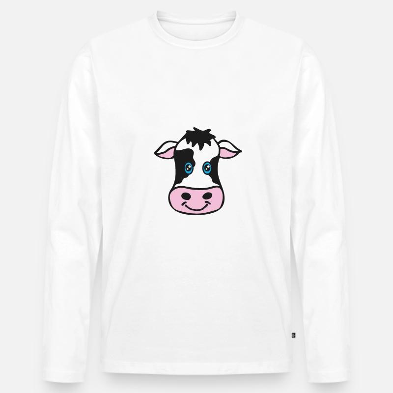 Kuh Zeichnung - Männer Premium Bio Langarmshirt - Weiß