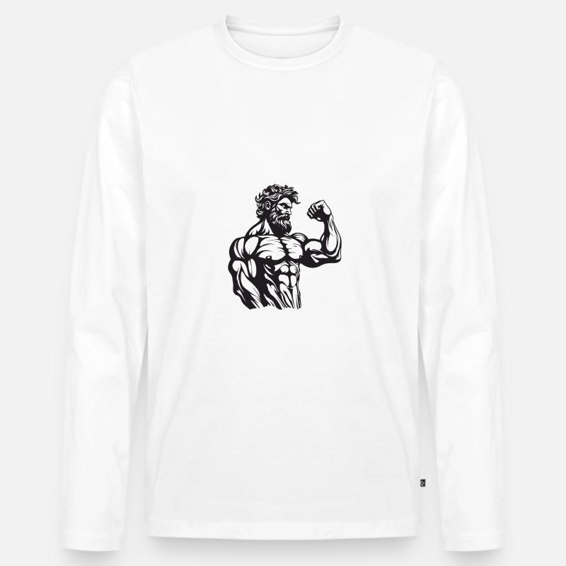 Griechischer Kämpfer Antike Statue - Männer Premium Bio Langarmshirt - Weiß