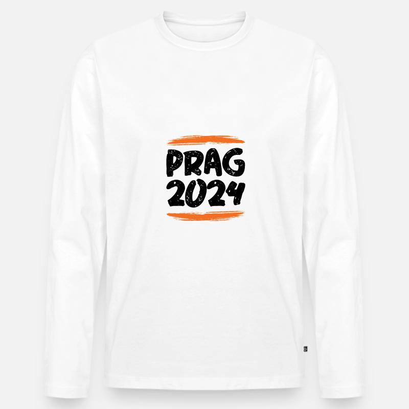 Prag 2024 - Männer Premium Bio Langarmshirt - Weiß