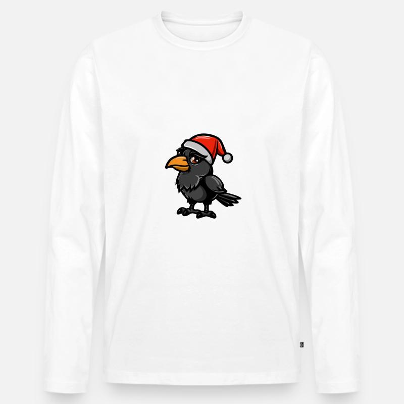 Rabe Krähe Weihnachten - Männer Premium Bio Langarmshirt - Weiß