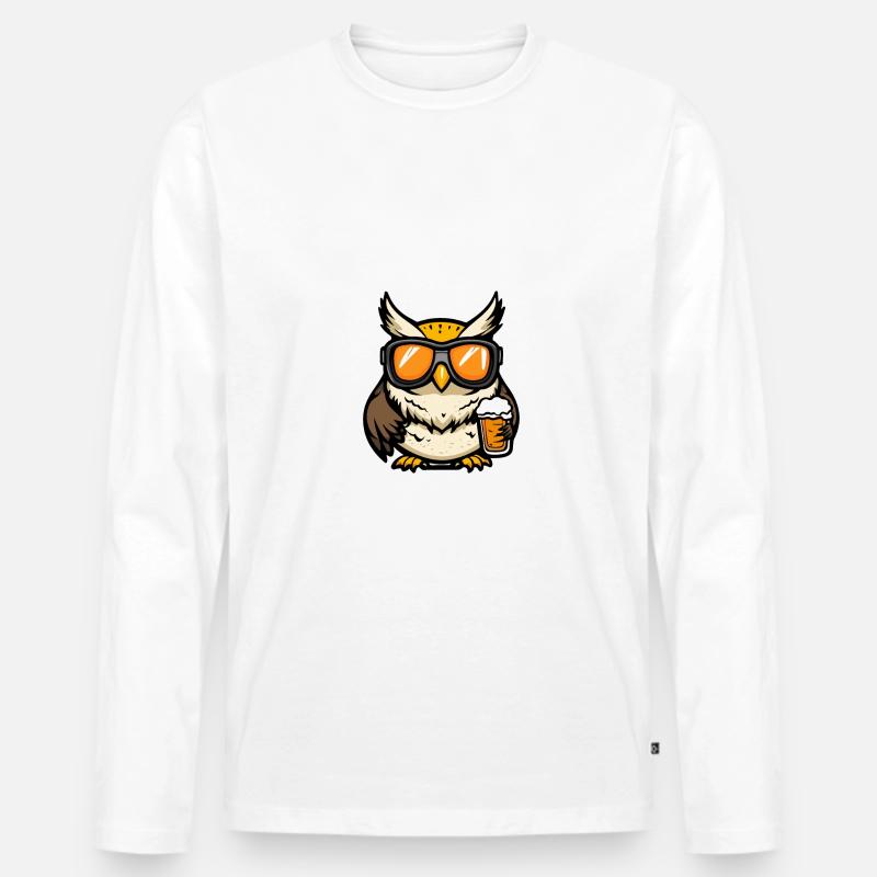 Eule Ski Bier - Männer Premium Bio Langarmshirt - Weiß