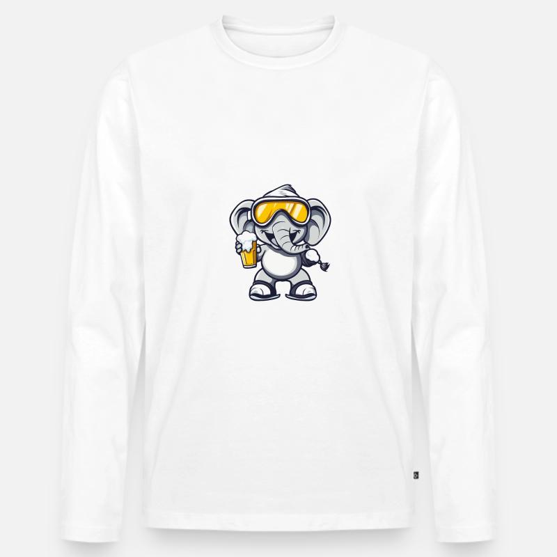 Elefant Ski Bier - Männer Premium Bio Langarmshirt - Weiß