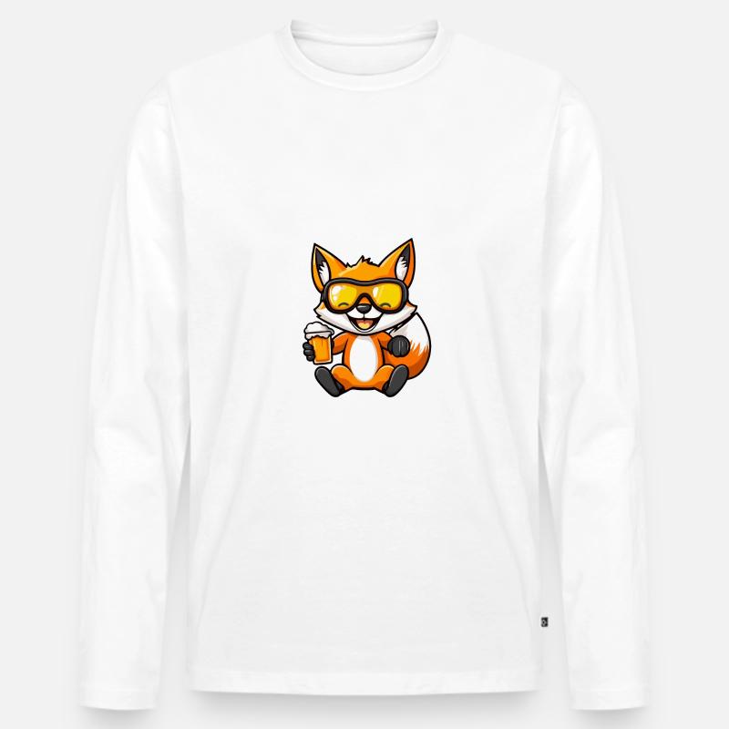 Fuchs Ski Bier - Männer Premium Bio Langarmshirt - Weiß
