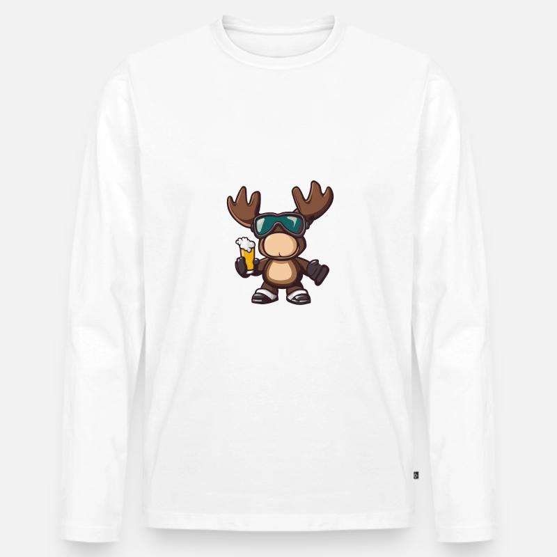 Elch Ski Bier - Männer Premium Bio Langarmshirt - Weiß
