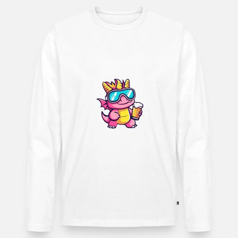 Drache Ski Bier - Männer Premium Bio Langarmshirt - Weiß