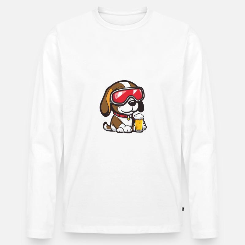 Beagle Hund Ski Bier - Männer Premium Bio Langarmshirt - Weiß