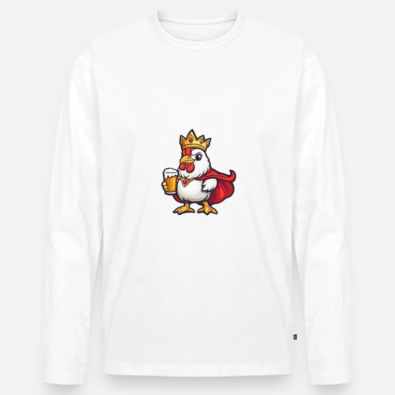 Hahn Bier Lustig - Männer Premium Bio Langarmshirt - Weiß