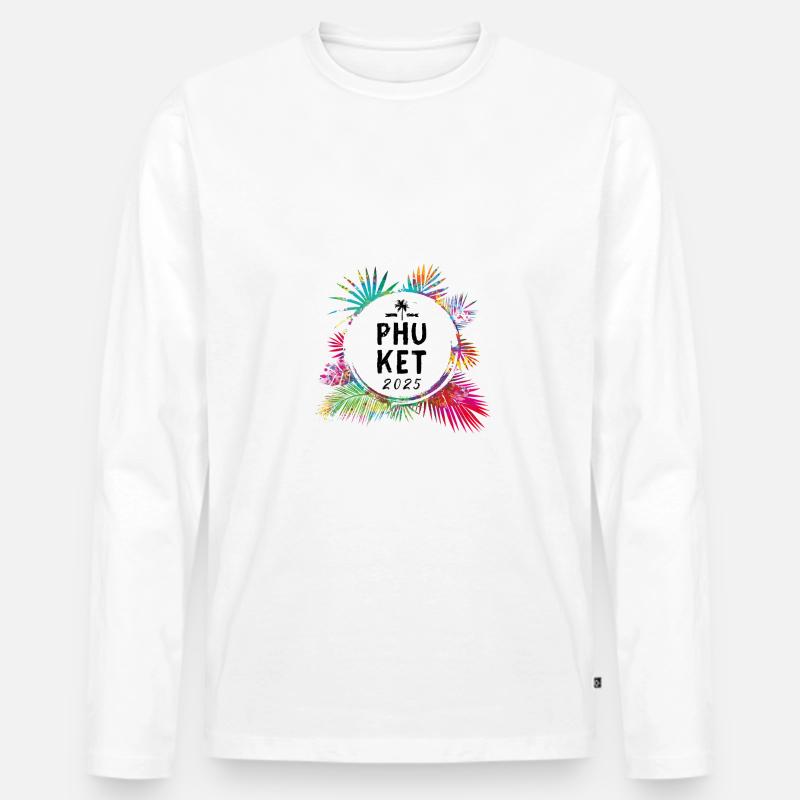 Phuket 2025 Bunt - Männer Premium Bio Langarmshirt - Weiß