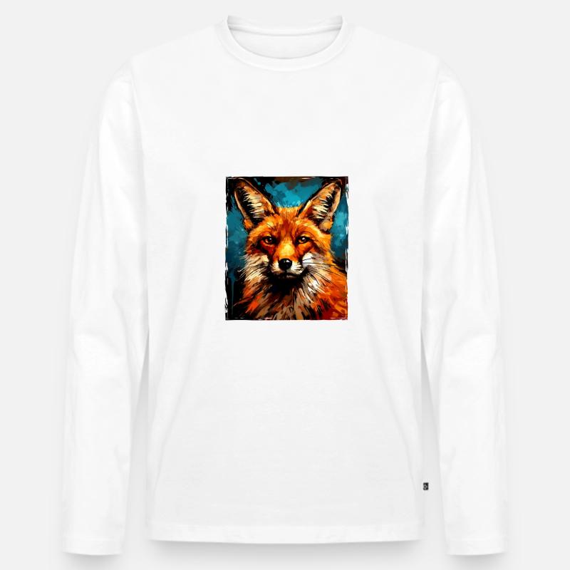 Fuchs Porträt - Männer Premium Bio Langarmshirt - Weiß