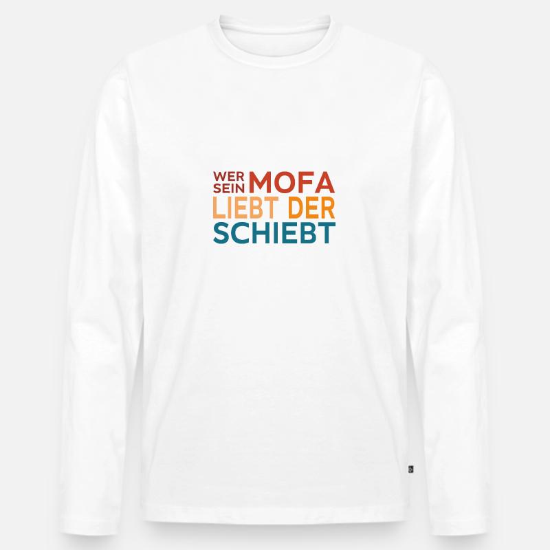 Wer sein Mofa liebt - Männer Premium Bio Langarmshirt - Weiß