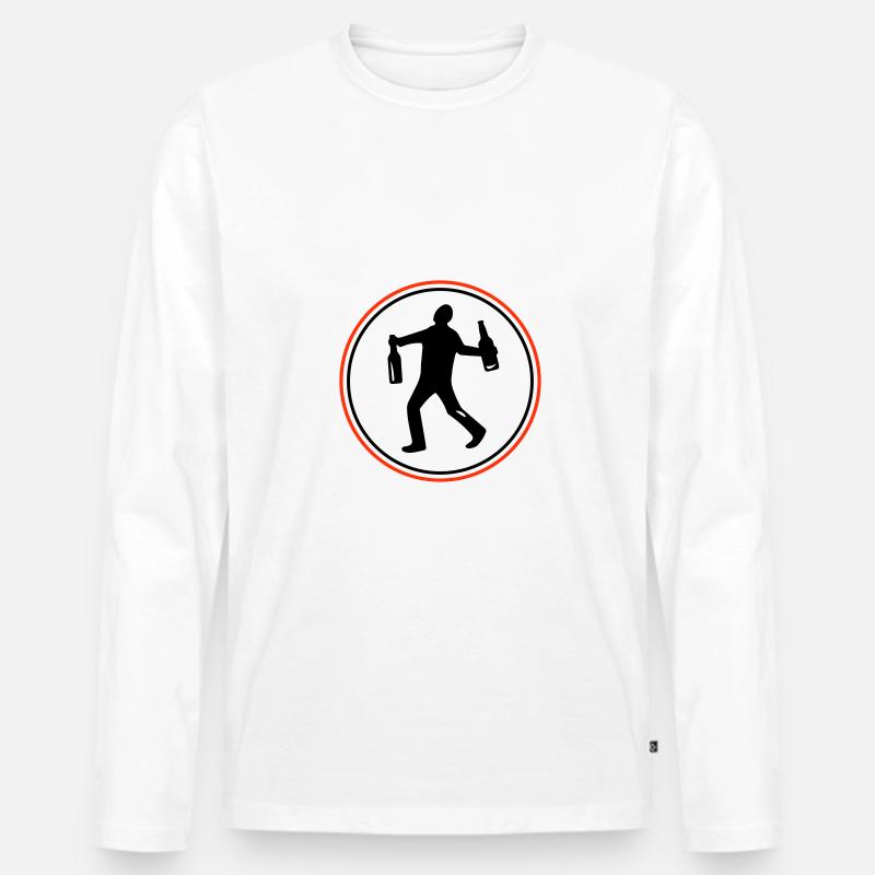 Silhouette Saufen - Männer Premium Bio Langarmshirt - Weiß