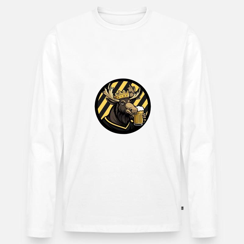 Elch Bier Comic - Männer Premium Bio Langarmshirt - Weiß