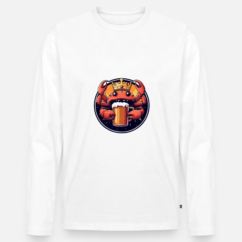 Krebs Krabbe Bier Comic - Männer Premium Bio Langarmshirt - Weiß