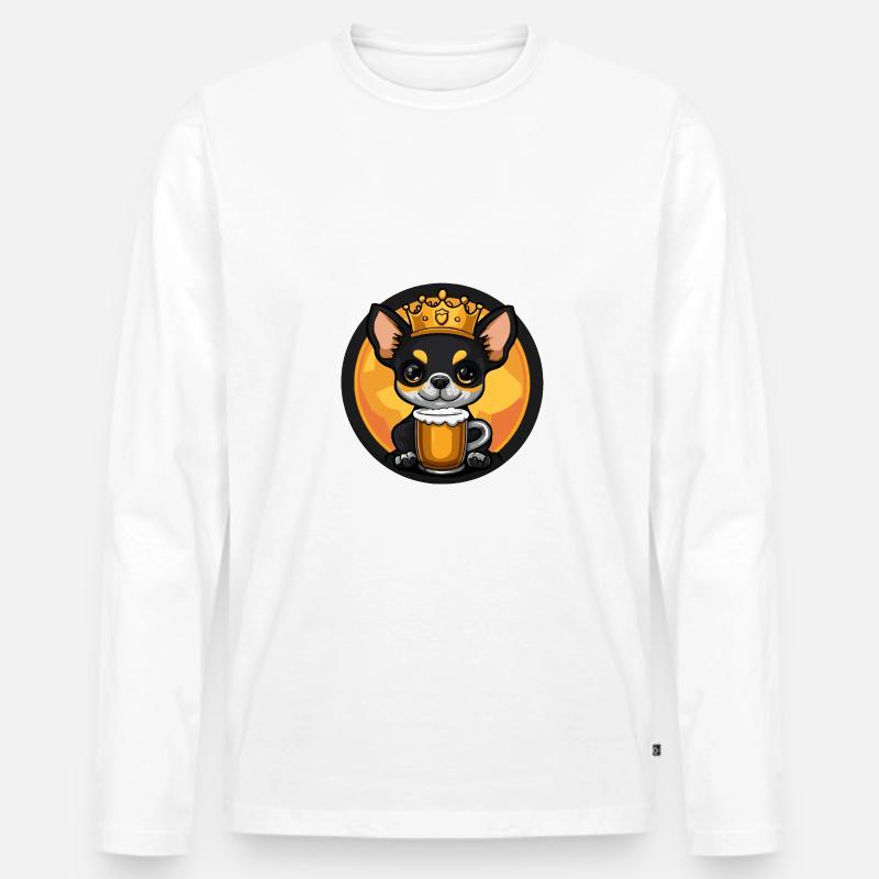 Chihuahua Hund Bier Comic - Männer Premium Bio Langarmshirt - Weiß