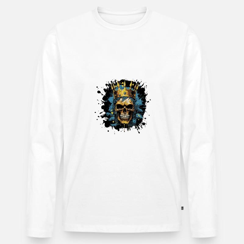 Skelett König Krone - Männer Premium Bio Langarmshirt - Weiß