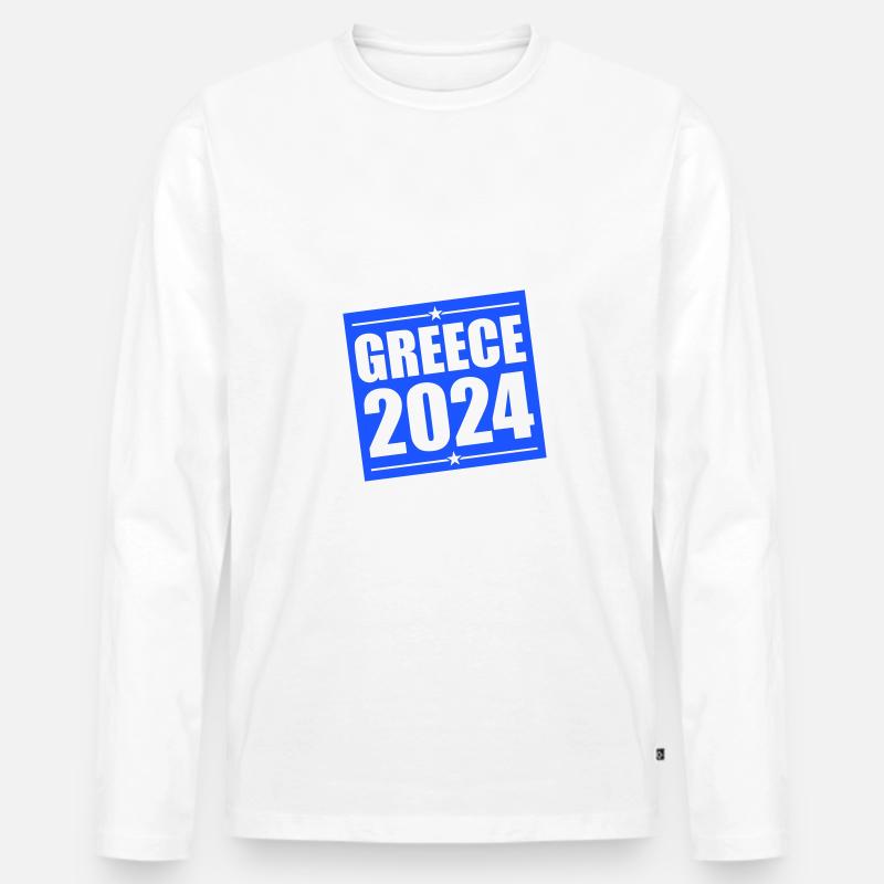 Greece 2024 - Männer Premium Bio Langarmshirt - Weiß