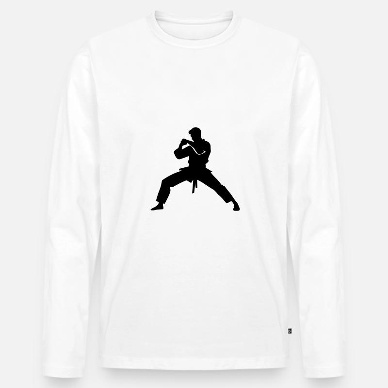 Karate Mann Symbol - Männer Premium Bio Langarmshirt - Weiß