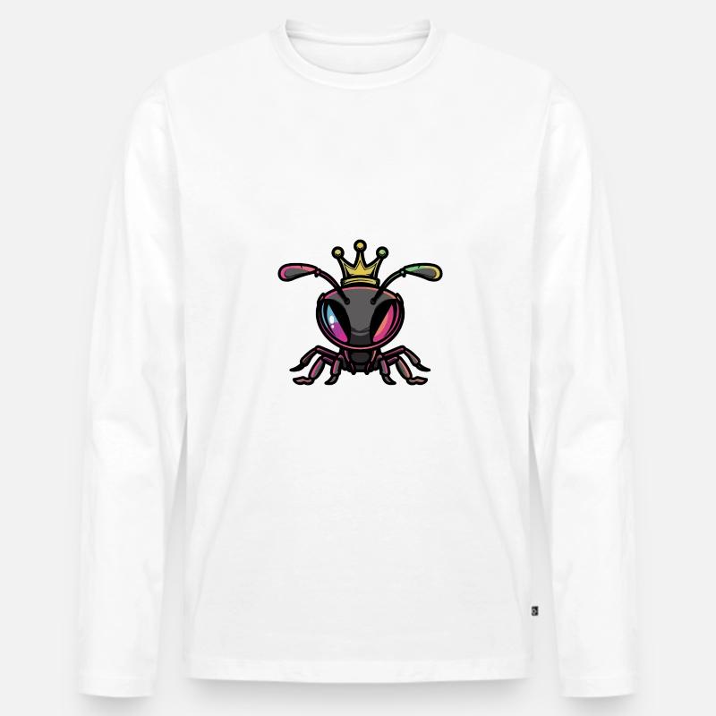 Ameise Comic Krone - Männer Premium Bio Langarmshirt - Weiß